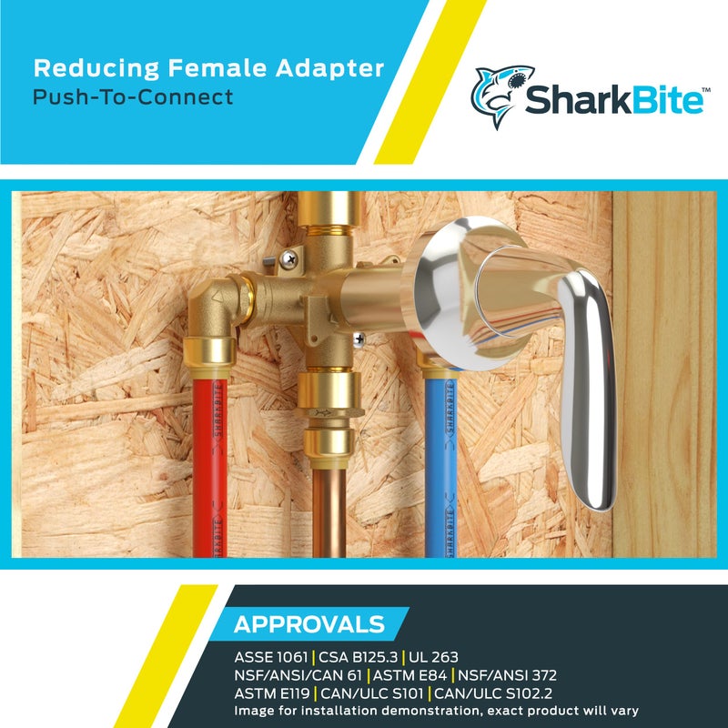 SharkBite 1-1/4 Inch FNPT Adapter, Push to Connect Brass Plumbing Fitting, PEX Pipe, Copper, CPVC, PE-RT, HDPE, UXL113532F - Image 5